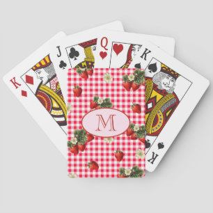 Süße rote Gingham-Erdbeeren mit individuellem Mono Spielkarten