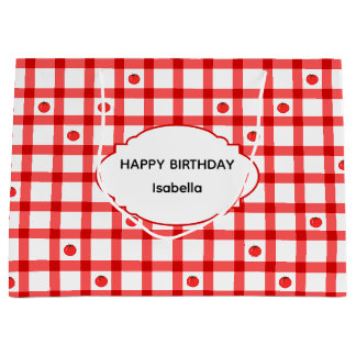 Süße rote Gingham-Tomaten Alles Gute zum Geburtsta Große Geschenktüte