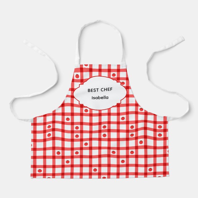 Süße rote Gingham-Tomaten Bester Koch Schürze (Vorderseite)