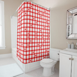 Süße rote Gingham-Tomaten Duschvorhang