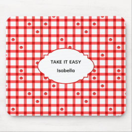 Süße rote Gingham-Tomaten nehmen es leicht Mousepad