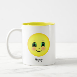 Süße rote glückliche Gesicht Zwei-Töne Kaffeetasse
