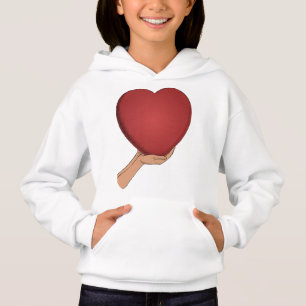Süße rote Herz-Grafik Mädchen weißer Hoodie