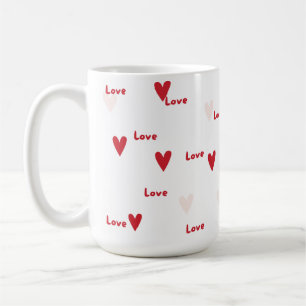 Süße rote Herzen & 'Liebe'-Muster-Tasse Kaffeetasse