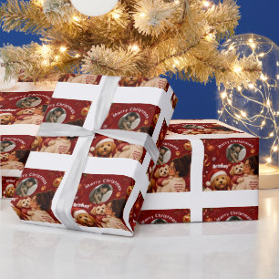 Süße rote karmesinrote Frohe Weihnachten Hunderame Geschenkpapier