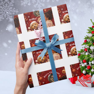 Süße rote karmesinrote Frohe Weihnachten Hunderame Geschenkpapier