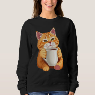 Süße rote Katze Kaffee Grafik Sweatshirt
