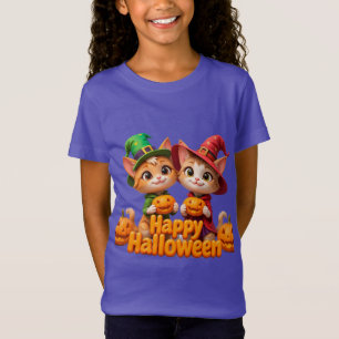 Süße rote Katzen in Hexenhüten Halloween-Kürbisse T-Shirt