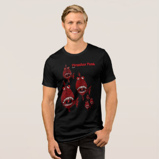 Süße rote Killer Piranhas Punk Fische greifen Ozea Tri-Blend Shirt