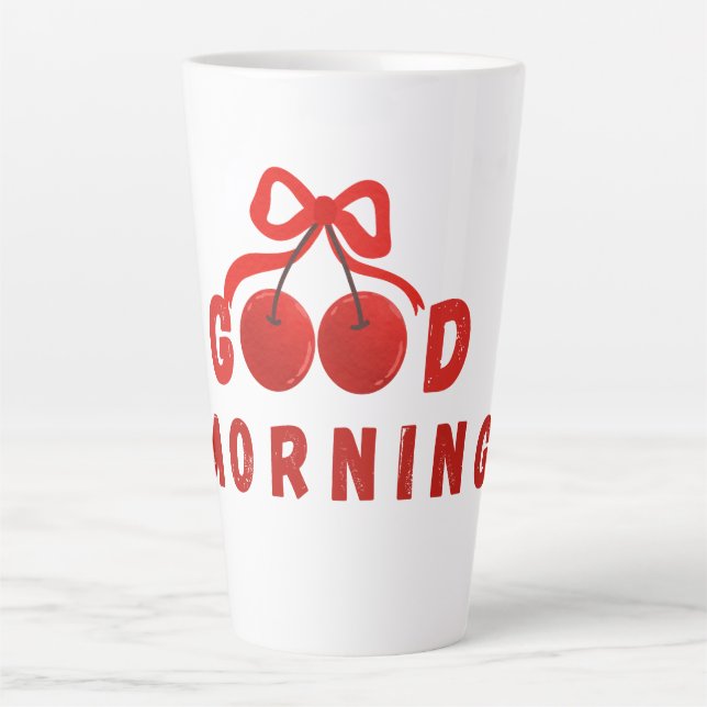Süße rote Kirschschleife Guten Morgen Kaffeetasse Milchtasse (Vorderseite)