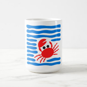 Süße Rote Krabbe & Blaue Wellen Küste Kaffeetasse