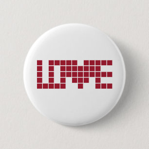 Süße rote Liebesquadrate Buchstaben Button