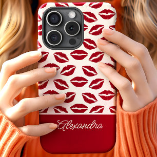 Süße rote Lippenstift-Küsse Schriftname Case-Mate iPhone Hülle