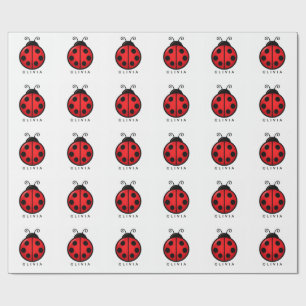 Süße rote Marienkäfer Grafik mit individuellem Nam Geschenkpapier