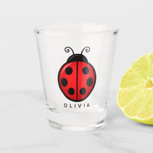 Süße rote Marienkäfer Grafik mit individuellem Nam Schnapsglas