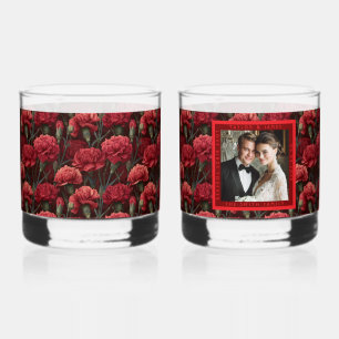Süße rote Nelken-Anhänger moderne Hochzeit Whiskyglas