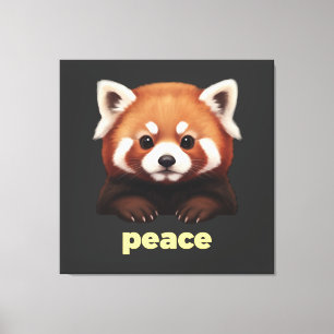 Süße Rote-Panda-"Frieden"-Illustration für Kinder Leinwanddruck