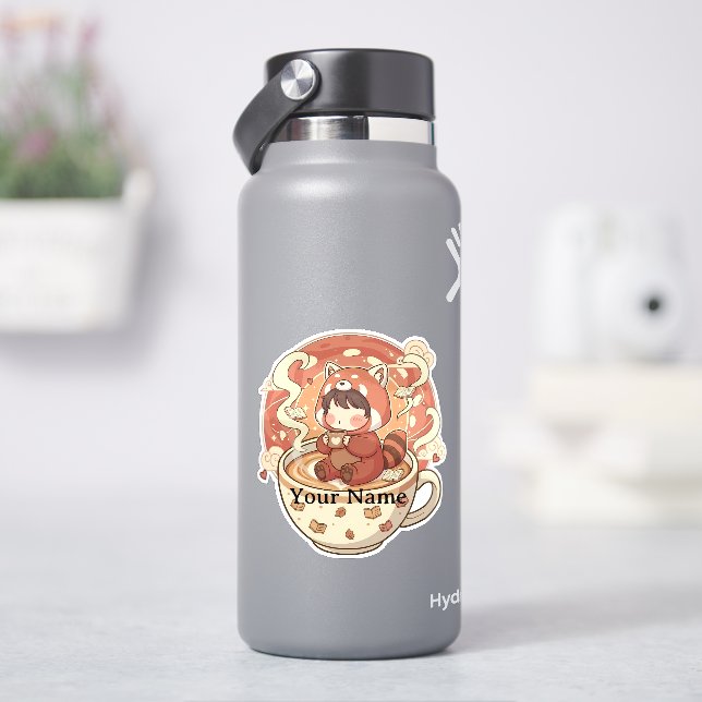 Süße rote Panda-Kaffeetasse Vinyl-Aufkleber Aufkleber (HydroFlask)