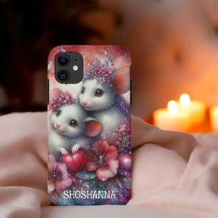 Süße rote rosa Wasserfarben-Blumen-Maus Case-Mate iPhone Hülle