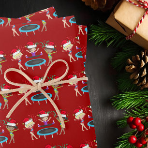 Süße rote Turn-Weihnachts-Turnmädchen Geschenkpapier Set