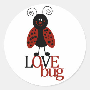 Süße rote und schwarze Marienkäfer "LOVE BUG" Aufk Runder Aufkleber