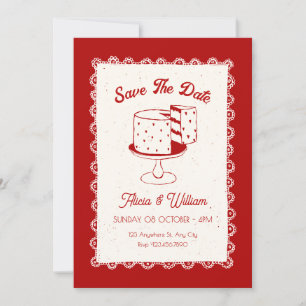 Süße rote Vintage-Torte Coquette Hochzeit Save The Date