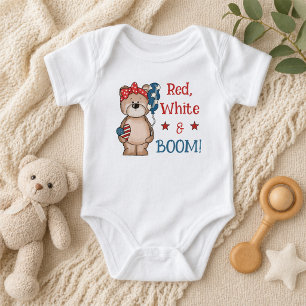 Süße rote, weiße und boomende Patrioten Baby Strampler