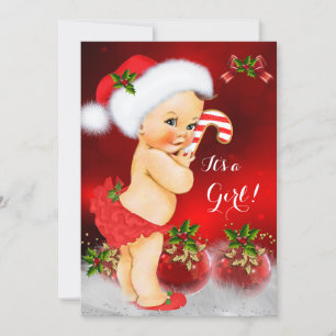 Süße rote weiße Weihnachten Baby Shower Mädchen Br Einladung