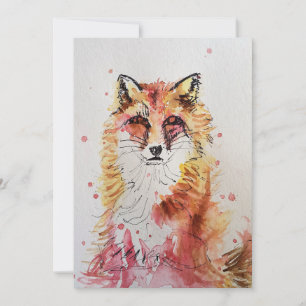 Süße Rotfuchs-Kunst Aquarell-Geburtstagseinladung Einladung