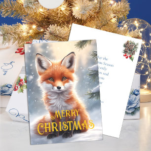 Süße Rotfuchs-Schneewinter-Weihnachten Feiertagskarte