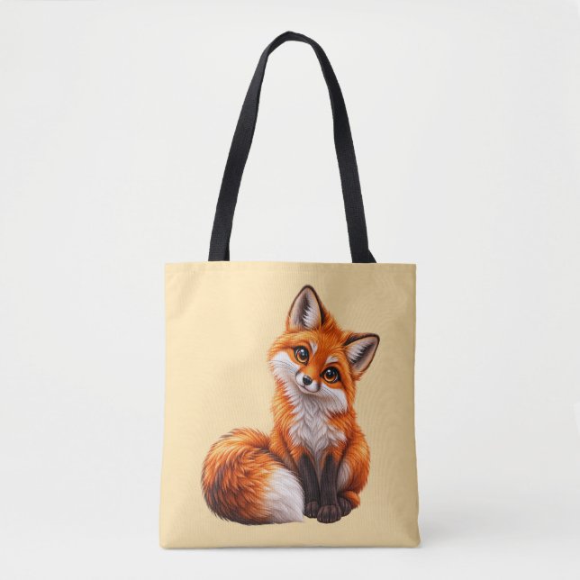 Süße Rotfuchs-Warmcreme-Leinwand-Tasche (Vorderseite)