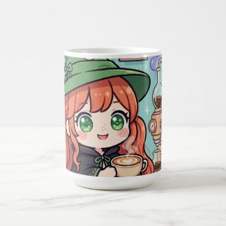Süße Rothaarige Hexen-Tasse, niedliche Latte-Kunst Kaffeetasse