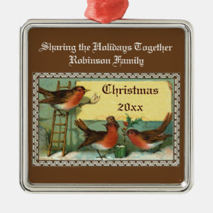 Süße Rotkehlchen-Weihnachtsdekorationen personalis Silbernes Ornament
