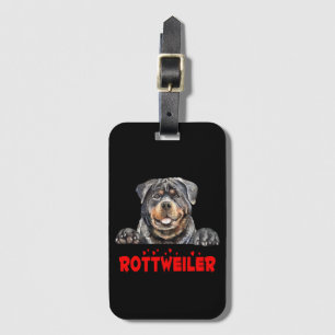 Süße Rottie-Welpen-Hund-Mama schwarzer Rottweiler Gepäckanhänger