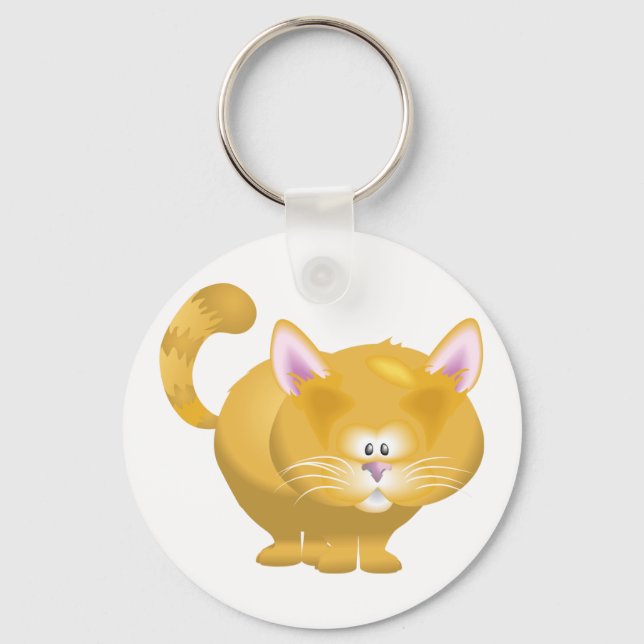 Süße runde getigerte Katze Schlüsselanhänger (Vorderseite)