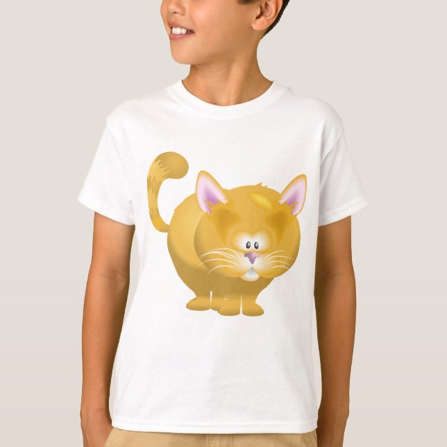 Süße runde getigerte Katze T-Shirt (Vorderseite)
