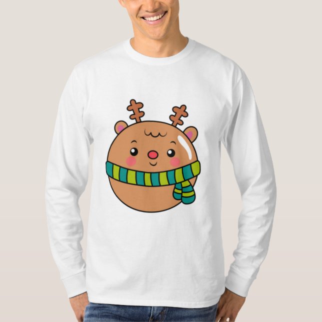 Süße runde Hirsch im Schal  T-Shirt (Vorderseite)