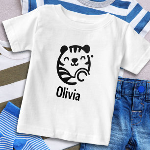Süße runde minimalistische Katzenbabys Gesicht Baby T-shirt