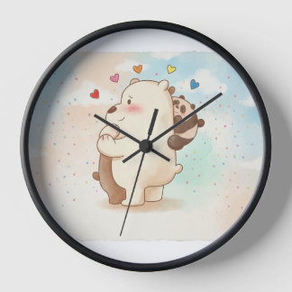 Süße, runde Wanduhr mit liebenswerten Bären