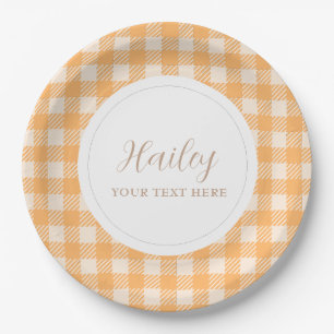 Süße rustikale Bauern-Gingham-Karo-Party Pappteller