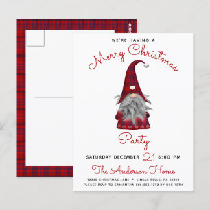 Süße rustikale Frohe Weihnachten Gnom Party-Einlad Postkarte