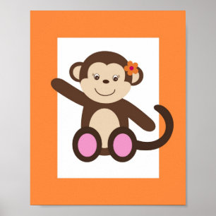 Süße Safari-Affen-Kinderzimmer-Wandkunst-Druck Poster