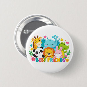 Süße Safari-Dschungeltiere beste Freunde Button Pi