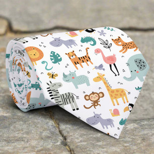 Süße Safari-Dschungeltiere personalisierter Babyna Krawatte