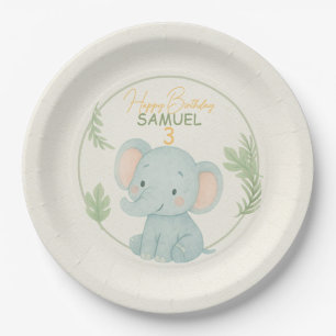 Süße Safari-Elefant-Dschungel-Kinder-Geburtstagsfe Pappteller