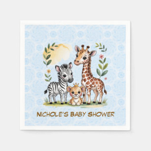 Süße Safari-Tier-Trio-Jungen-Baby-Party Serviette