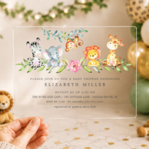 Süße Safari-Tiere Baby Shower Einladung