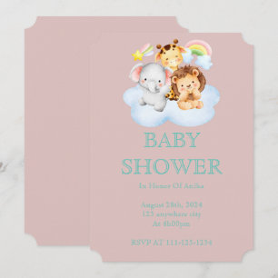 Süße Safari-Tiere Baby Shower Save The Date