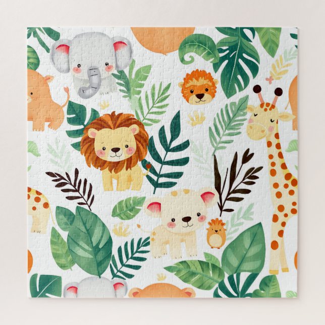 Süße Safari-Tiere Dschungelmuster Puzzle (Vertikal)