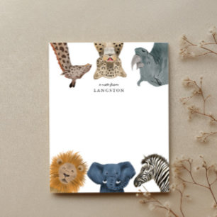 Süße Safari-Tiere Kinder Mitteilungskarte